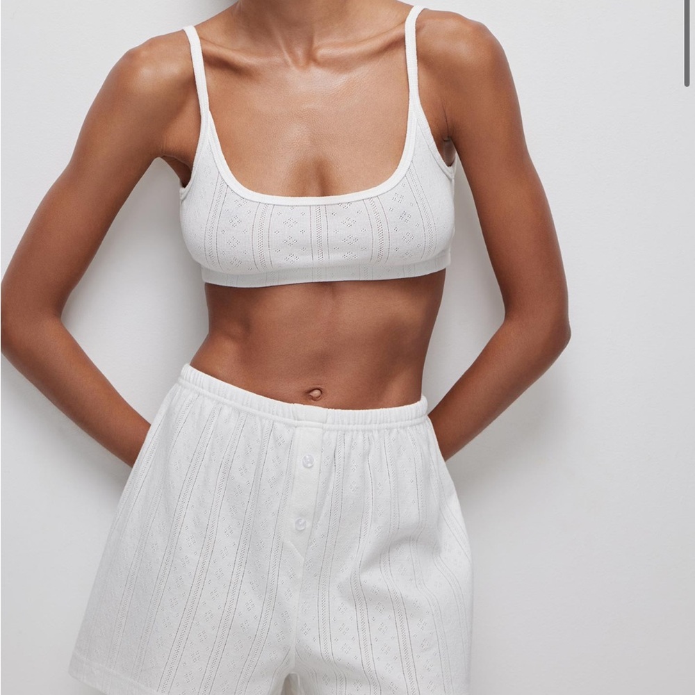 White Thin strap openwork top Belleyou